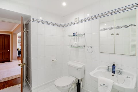 White bathroom with WC and basin
