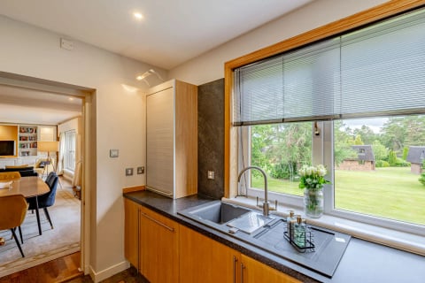 Kitchen window over the sink with views to the lawns