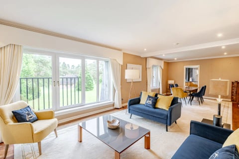 Bright lounge with picture windows on two sides