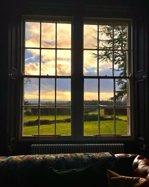 Sunset skies through the sash window