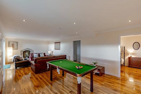 Pool table in the open-plan living space
