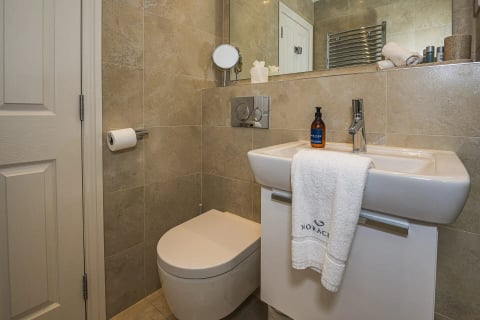 En-suite with basin, WC and heated towel rail